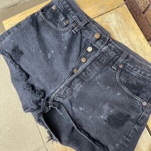 Levi's Black Distressed Jean Shorts
